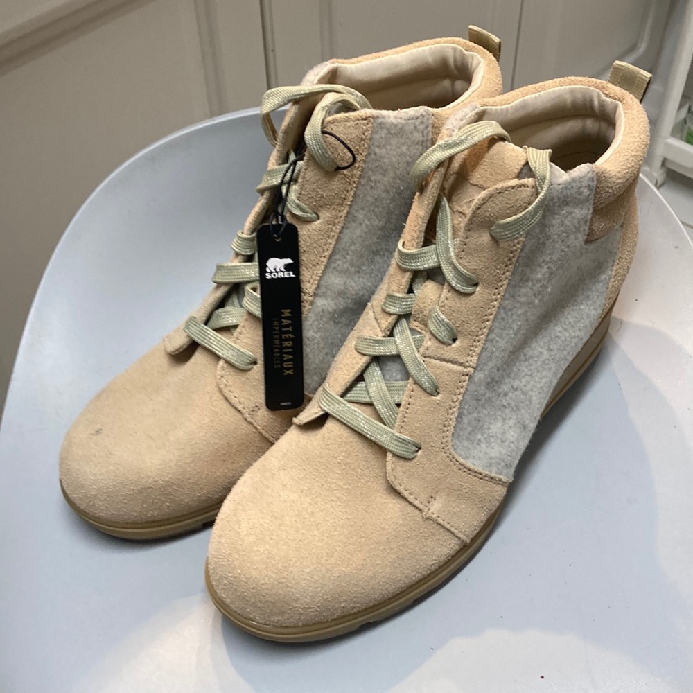 Sorel Evie Ankle Lace Wedge Bootie Boots High-Top Sneakers NEW